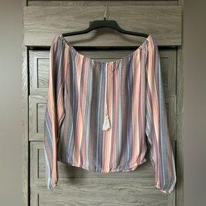 Hollister Blouse | Colorful Stripes | Off Shoulder | Long Sleeves